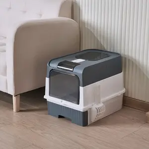 Oversized Enclosed Cat Litter Box with Drawer Large Space Anti Splash UV PP Square Cat Toilet for Multiple Cats Odor Control Pet Supplies