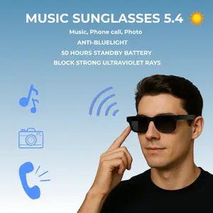 【Smart Glasses 2025】Bluetooth 5.4 Music Sunglasses with HD Calls & Lossless Audio | 50Hr Playtime | IPX4 Waterproof | Wireless Audio Glasses for Running, Cycling & Outdoor Activities (Prescription Ready)