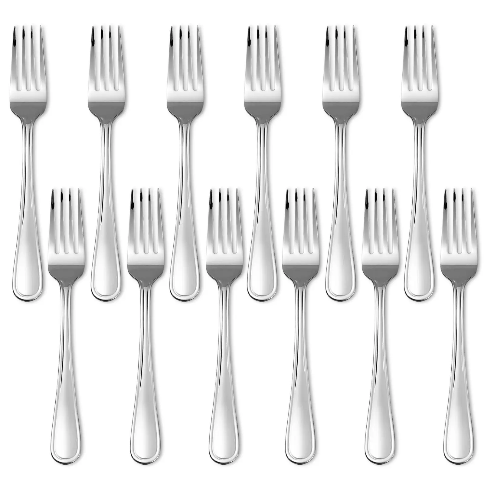 12-Piece Stainless Steel Dinner Forks Set, Ergonomic Shape Utensils, Durable Cutlery Tableware for Casual & Formal Dining Settings, Ergonomic Shape Forks