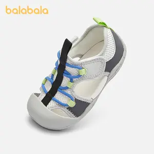 Balabala Kids Closed-Toe Breathable Sandals Lightweight Summer Walking Shoes with Anti-Collision Toe Cap & Secure Hook-And-Loop Straps for Safety & Comfort