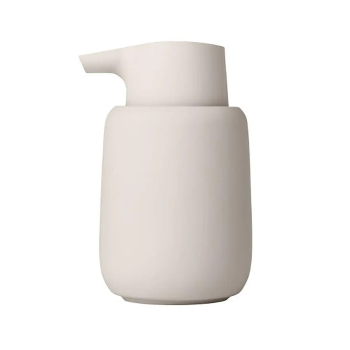 212 MAIN Sono Ceramic Bathroom Soap Dispenser - Moonbeam, Smooth Silk Matte Silicone-Accented Plastic, Minimalist Modern, 2.13 lbs, 6.11" h x 3.86" w x 3.78" l, Dispenser Soap Dishes, for Everyday Bath Routine & Calming and Harmonious Setting, Boxed