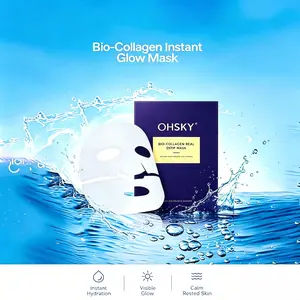 Collagen Face Mask Set, Hydrating Sheet Masks for Women, Absorbable Bio-Collagen Mask for Glowing Skin, No Rinse Overnight Mask, 5 Pack Self Care Gifts