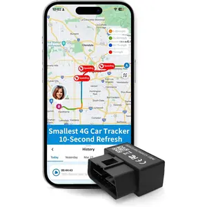 OBD GPS Tracker for Vehicles, Small Plug in Car GPS, 5-Day Free Trial, 10-sec Real Time, OBD2 Speed Tracker for Teens, Truck, Fleet, 1-Year Trip History, Driving Behavior, Low Subscription