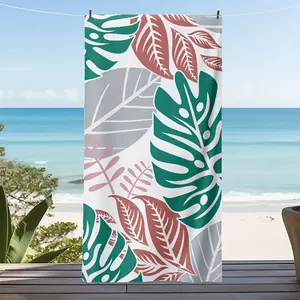 1pc Large Palm Leaf Beach Towel - Lightweight, Quick, Modern Tropical Jungle Design, Perfect for Travel, Gifts for Women, Men, Mom, Dad, Best Friends, Beach Accessories Modern Tropical Design Lightweight Towel