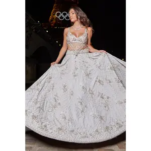 Gray corset lehenga set