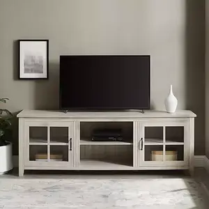 Birch Wood and Glass Door TV Stand