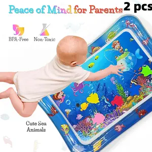 New Fishing Ocean World Baby Play Mat Set, Inflatable Belly Time Water Game Pad, Tummy Time Mat, Activity Mat, Nursery Development Mat, Suitable for Infants, Toddlers, Children Development Toy Gift