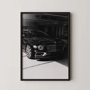 Bentley Continental Art Print: Modern Black Luxury Car Poster, Product without frame
