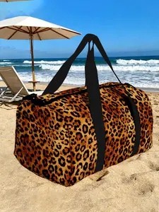 1pc Spotted Amber Wilderness Travel bag Top Handle, Outdoor Luggage Storage Bag, Women's Travel and Yoga Bag, Machine Washable Organizer, Suitable for Weekend Vacations, Large Capacity