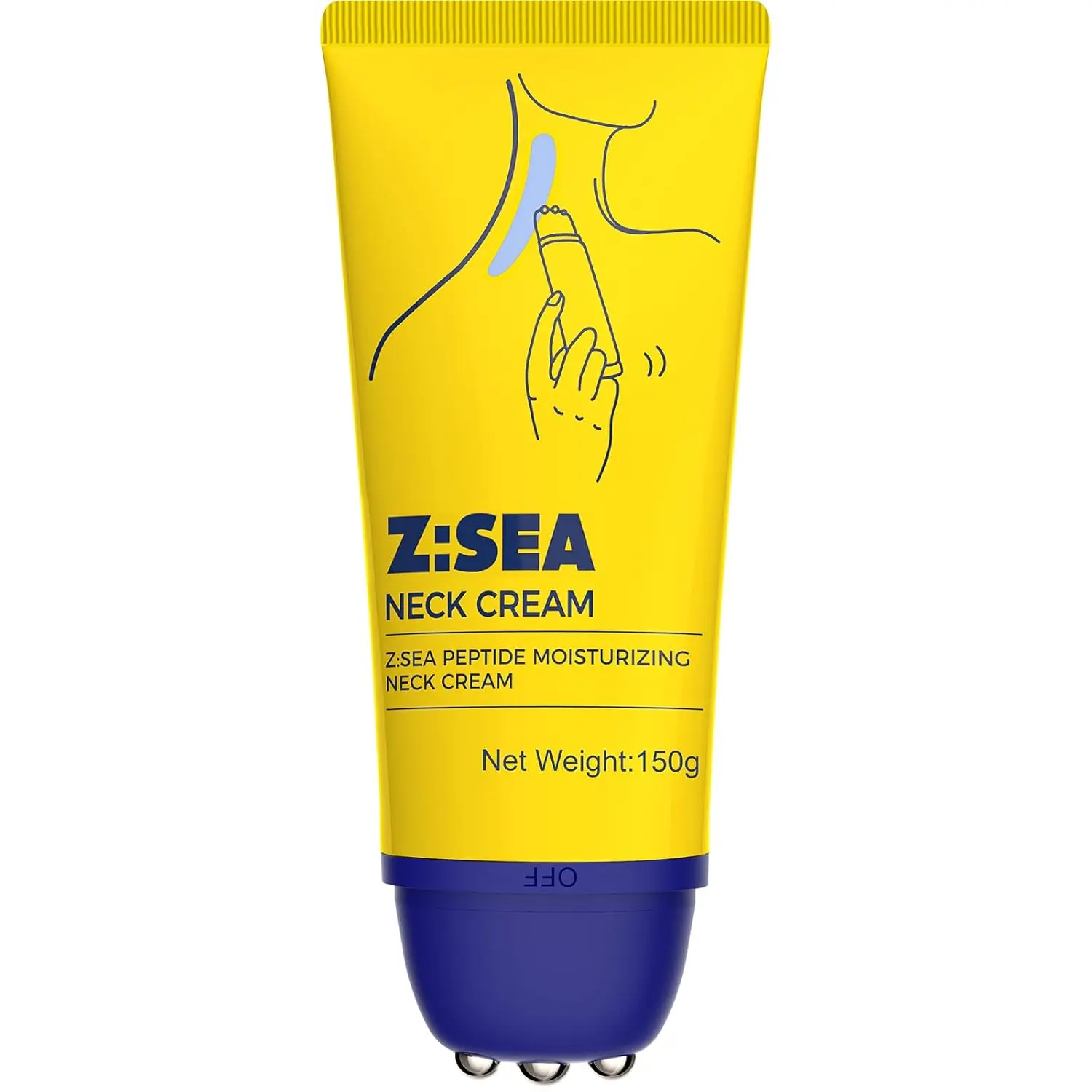 Z:SEA Neck Firming Cream with Roller for Gua Sha Massage, Tightening & Lifting Neck & Chest Cream for Crepey Skin, Anti Aging Moisturizer, 5.29 Oz