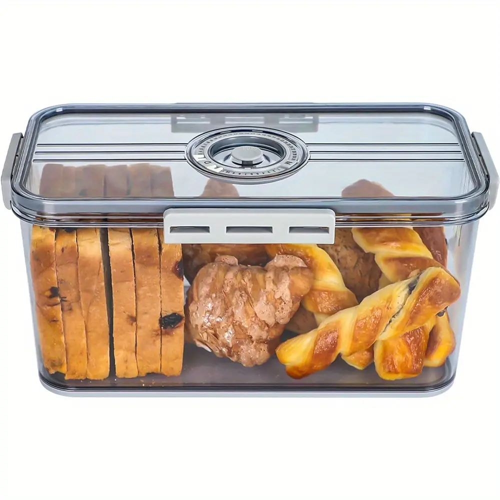 1pc Bread Box with Lid, Sealed Countertop Storage Container, Leakproof Container, Airtight Leak Proof, Portable Leak-Proof Kitchen Food Storage Box, Food Storage Containers for Bread, Toast, Fruits, Vegetables, Produce Storage Containers