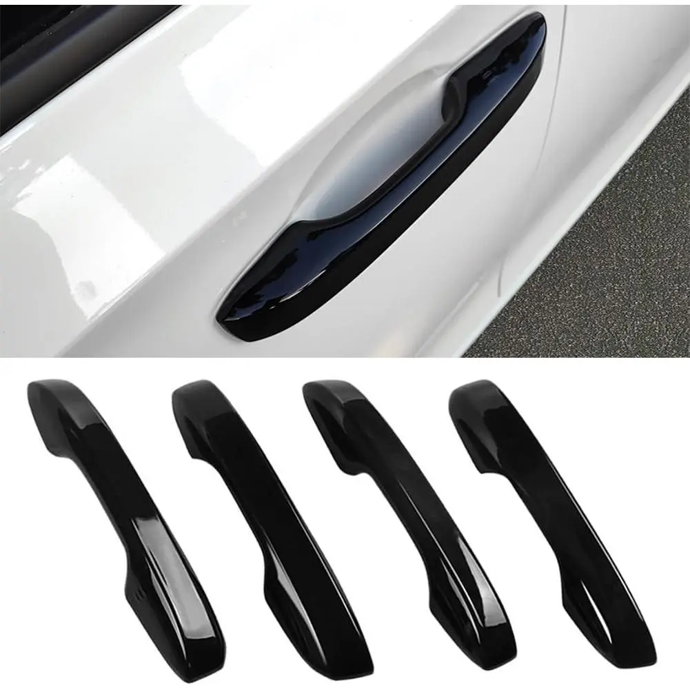 No Adhesive Snap-on Car Door Handle Cover Protector for Honda 11th Gen Civic 2022 2023 2024 2025, Accord 2023-2025, CR-V HR-V 2023 2024 2025, Acura Integra 2023 2024 2025 Accessories (1. Glossy Black) hood Pattern Post Stickers Chrome Grim Reaper Emblem