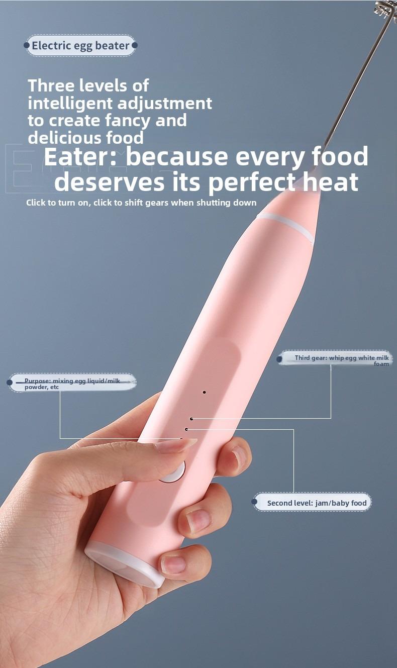 Handheld Milk Frother for Coffee, Rechargeable Electric Whisk with 3 Heads 3 Speeds Drink Mixer Foam Maker For Latte, Cappuccino, Hot Chocolate, Egg, Christmas Gifts，Black Friday Online Event