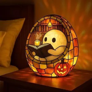 3D Physical Ghost Reading Book Lamp, Handmade Halloween Ghosts Reading Night Light Up, Adorable Ghost Reading Night Light Halloween Decor, Ghost Flickering Nightlight for Readers & Book Lover (1pc)