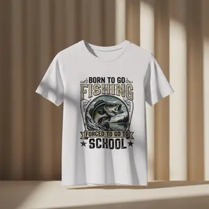 Born to Go Fishing Forced to Go to School Funny Fishing T-Shirt