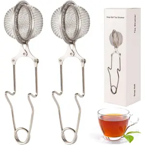 Snap Ball Tea Strainer, Stainless Steel Tea Infuser Filter with Handle for Loose Leaf Tea, Spices, Seasonings