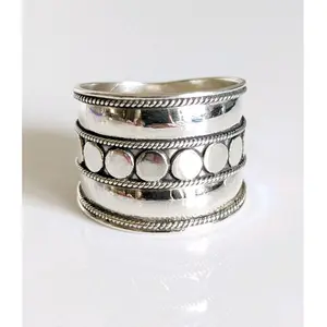 Sterling Silver Concave Bali Ring, 925 Stamped Ring, Wide Band Ring, Thumb Ring, waterproof Ring Statement Look Durable Oxidized Finish