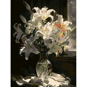 1PCS Seaside Rose- 16x20 Inch - Frameless - Suitable for Art Students DIY Digital Painting Kit - Professional Paintings - Paint by Numbers - Handcraft Art Set - Paint by Numbers - Acrylic Painting - For Home Wall Decoration and Gifts - Frame Not Included