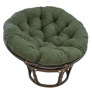 International Caravan  42 in. Rattan Papasan Chair with Micro Suede Cushion, Hunter Green