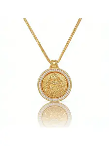 Chinese-style celebrity-inspired gourd necklace for women with a rotatable compass pendant, made of ancient gold, offering a light luxury and high-end feel, suitable as a collarbone chain