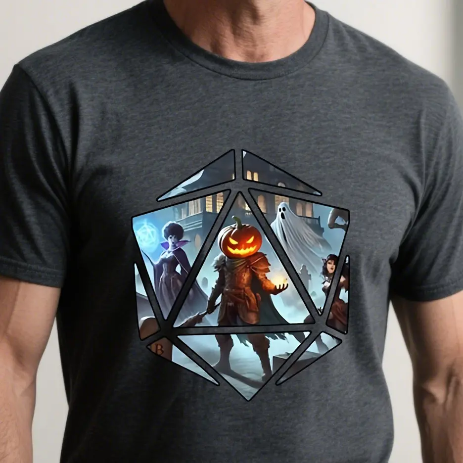 DnD Halloween D20 Adventures | Dungeons and Dragons | D20 dice Shirt | dnd present, dnd christmas Unisex t-shirt - Multiple Colour Options, unisex shirt
