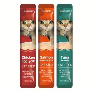 FAENBEI 60 pieces/box Lickable Wet Cat Treats, FlavorSqueezable Cat Treats, Healthy Cat PureeLiquid Soft Snacks for Cats