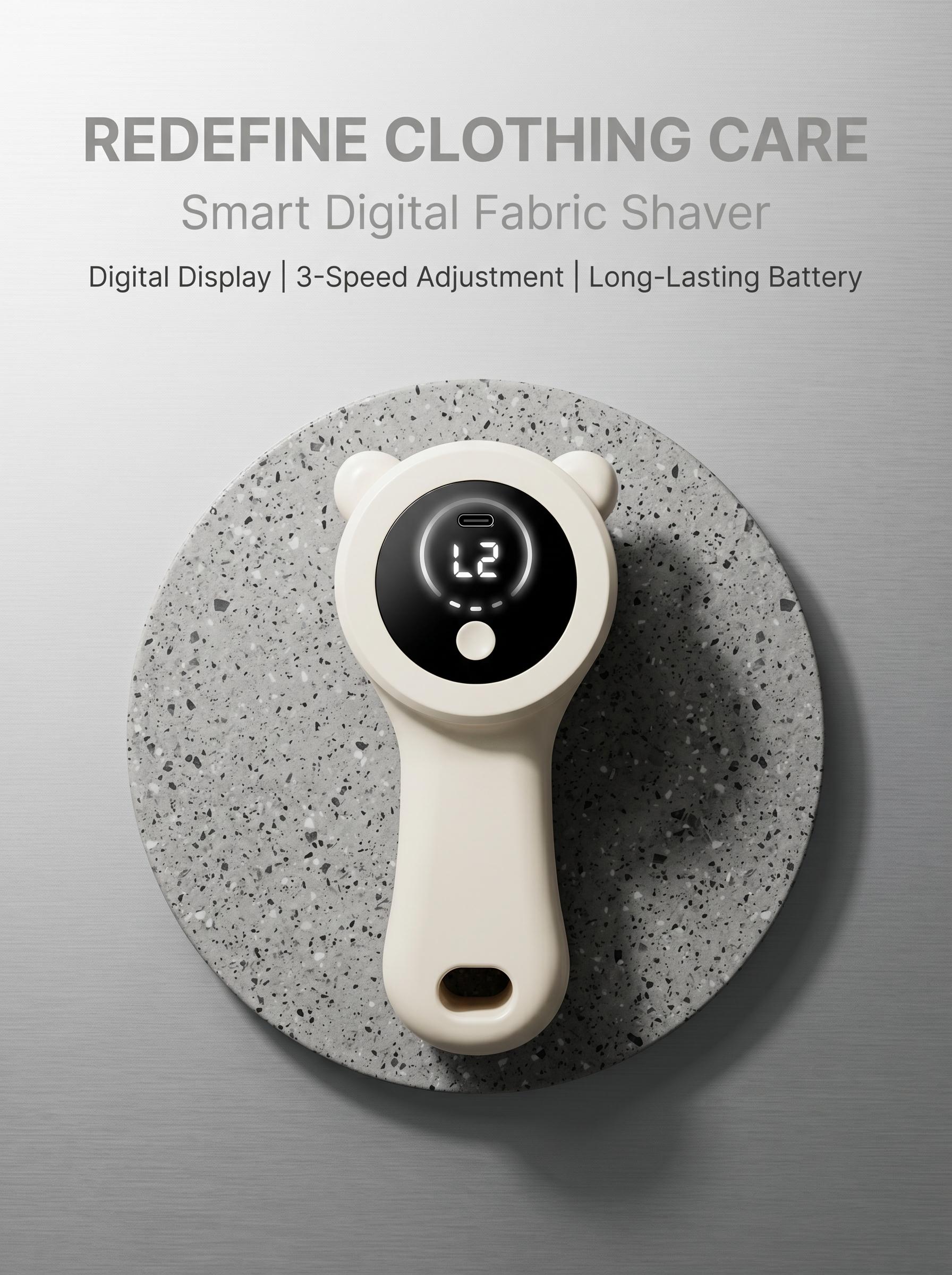 Rechargeable fabric trimmer, stainless steel 6-blade blade | Fiber remover with 3-speed settings and LED display – an efficient garment and fiber repair cutter that can remove fuzz, fiber balls, and pilling. Christmas gift.