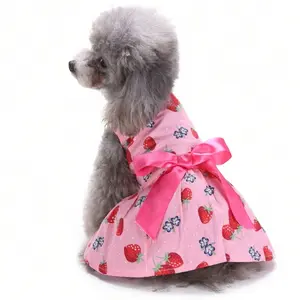 Spring Summer Pet Dress, Cool Breathable Cute Strawberry Pattern, Comfortable Dog & Cat Clothing, Stylish Animal Apparel, Clothes, Poodle, Puppy
