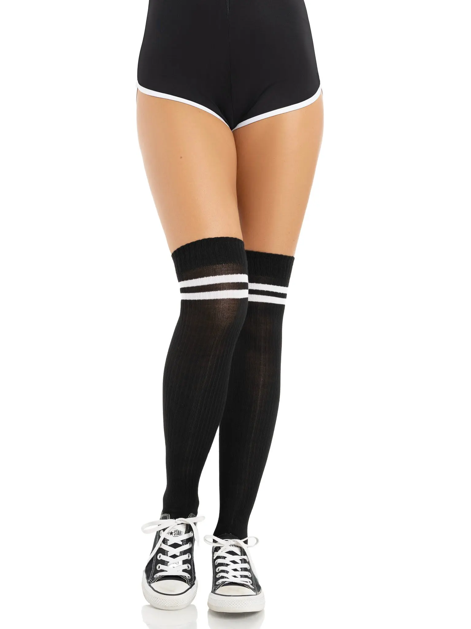 Women's Thigh High Socks, Athletic Striped Hosiery with Reinforced Toe, Perfect Fit for Halloween Costume & Everyday Fun, Sporty Chic, Funny, Flirtatious, Hosiery Fabric, Casual, Drip Dry, Perfect Hosiery Alternative