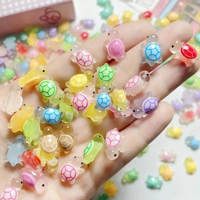 Resin Pastel Turtle Figurine, 16/30pcs Cute Animal Themed Charm with Night Light Feature, Non-electric Ornament for Home Party Favors & Decorations, D