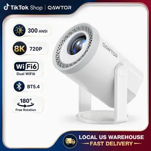 Ultra-Bright 300 Lumens Portable Mini Projector, 4K Decoding Smart Projector with 0.9:1 Short Throw, 360° Focus Ring & Up to 235" Big Screen for Home Theater Bedroom Travel,Android 14.0,Portable Miniature