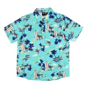 Disney Stitch Hawaiian Shirt Boys' Button-Up Short Sleeve Woven Top