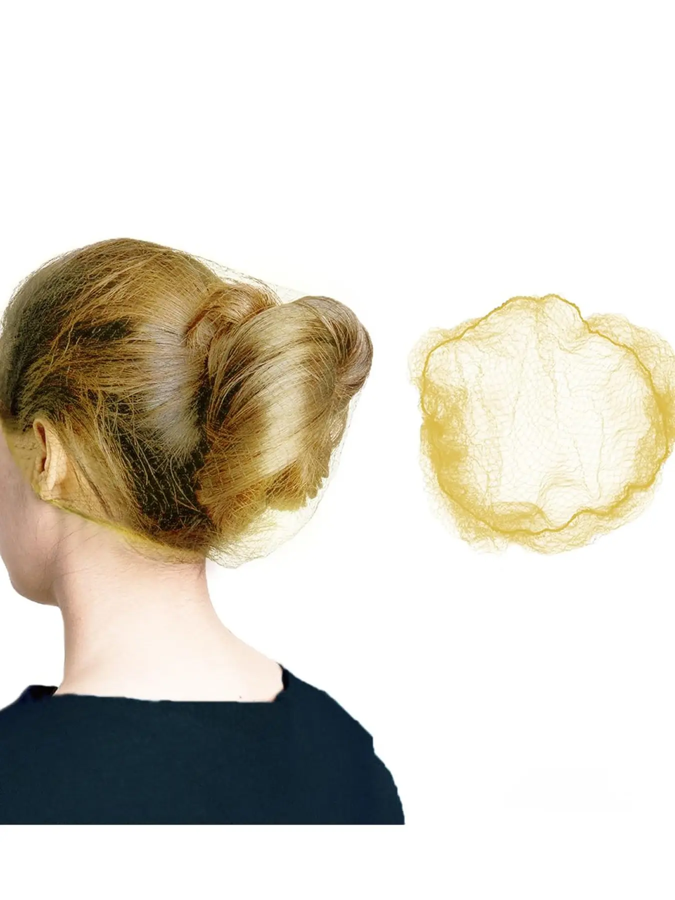 150 PCS Invisible Golden Hair Nets for Food Service Workers&Women&Men, 24 Inches Extra Large Hair Net for Buns, Nylon Hairnets for Foodservice, Dancing, Ballet Bun