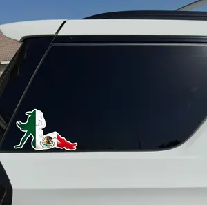Cowgirl Mexico Flag Vinyl Car Sticker Adhesive Decal Easy Application Quick Customization, outdoor, weatherproof