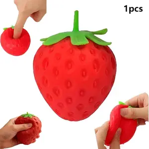 Strawberry Soft Gel Stress Ball, Unisex Fruit Shape Anxiety Relief Toy, Fun Dough Squeezing Game, Ideal for Kids Parties & Gifts