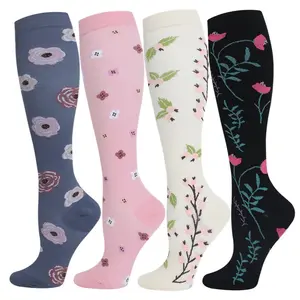 15–20 mmHg Compression Socks for Women & Men, 4 Pairs Below-Knee Socks with Stay-Up Fit, Reinforced Heel & Soft Footbed for Office, Flights, Commuting, Shopping & Daily Comfort