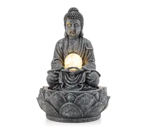Glitzhome 12"H Zen-Style Polyresin Table Fountain
