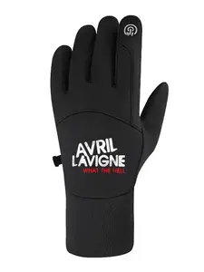 Avril Lavigne What The Hell Glitter Text Unisex Thermal Cycling Gloves Touchscreen Windproof for Community Rides Daily Commute Outdoor Hiking