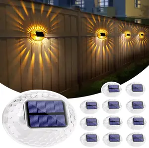 Solar Fence Lights Outdoor, IP65 Waterproof Solar Light for Outside, 12 Pack Deck Light for Backyard, Railing, Patio, Deck Fence, Stair Railings and Wall (Warm Yellow)