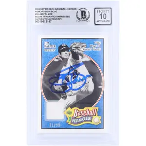 Jim Palmer Baltimore Orioles Autographed 2007 Upper Deck Baseball Heros Memorabilia Blue GU Relic #39 #/99 Beckett Fanatics Witnessed Authenticated 10 Card - Fanatics Authentic Certified
