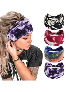 4PCS Tie Dye Wide Headbands for Women, Fashion Turban Hair Bands, Soft Stretch Hair Accessories for Gym & Daily Wear, Fall Winter Bandana Headwrap for Vacation & Street Style