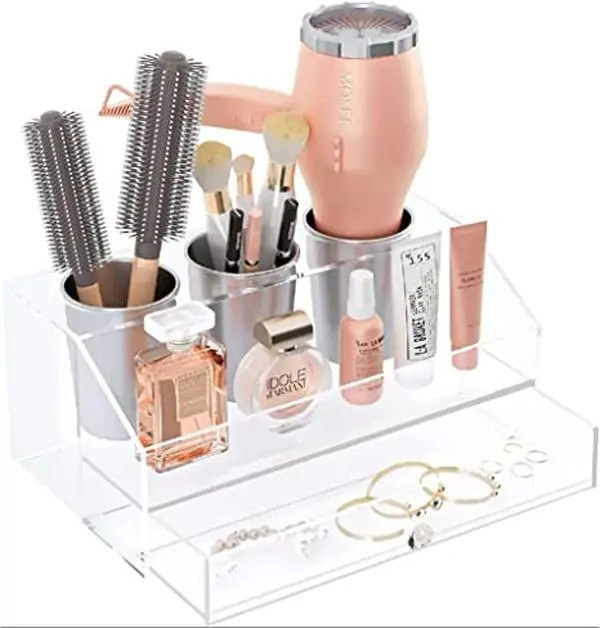 Bezzazled Clear Hair Tool Organizer - Stylish Storage Solution for Hair Dryers, Straighteners, Curling Irons, and Styling Accessories