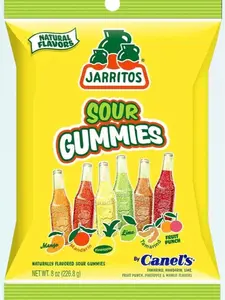 Jarritos Gummy 8oz Candy by Canels - Tamarind, Mandarin, Lime, Fruit Punch, Pineapple, Mango - Naturally Flavored Sour Gummies - Sweet, Snack