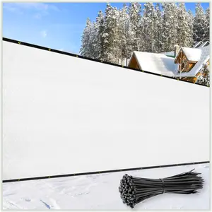 Custom-Sized White 4' Fence Privacy Screen Windscreen Cover Fabric Shade Tarp Netting Mesh Cloth - Commercial Grade 170 GSM
