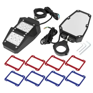 1 Pair 1.75" Clamp UTV Rear View Mirror with LED Spot Light Break Away Ball Joint for Polaris RZR for Yamaha Rhino