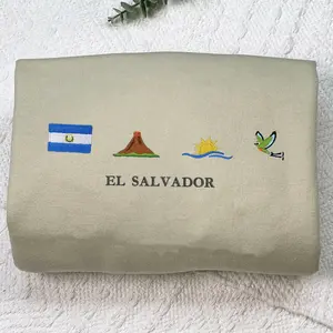 El Salvador Embroidery Sweatshirt, Torogoz, Volcano, Beach, Ocean, Surf, Pupusa, Flag, Emoji, Symbol