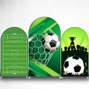 Soccer Field and Trophy Arch Backdrop Cover for Sports Birthday Party Photo Booth