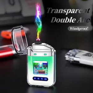 Electric Arc Lighter  USB-C Rechargeable Lighter sleek design Windproof Waterproof With Battery Level Display 10s Power-off Protection Function Long Lighter for Candle Grill BBQ Camping Gas Stoves