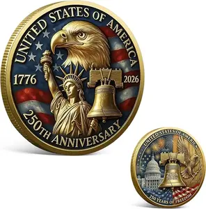 250th Anniversary USA Coin 1776–2026, Independence Day Metal Coin Collectible, Patriotic Souvenir Gift for Americans History Lovers Coin Enthusiasts