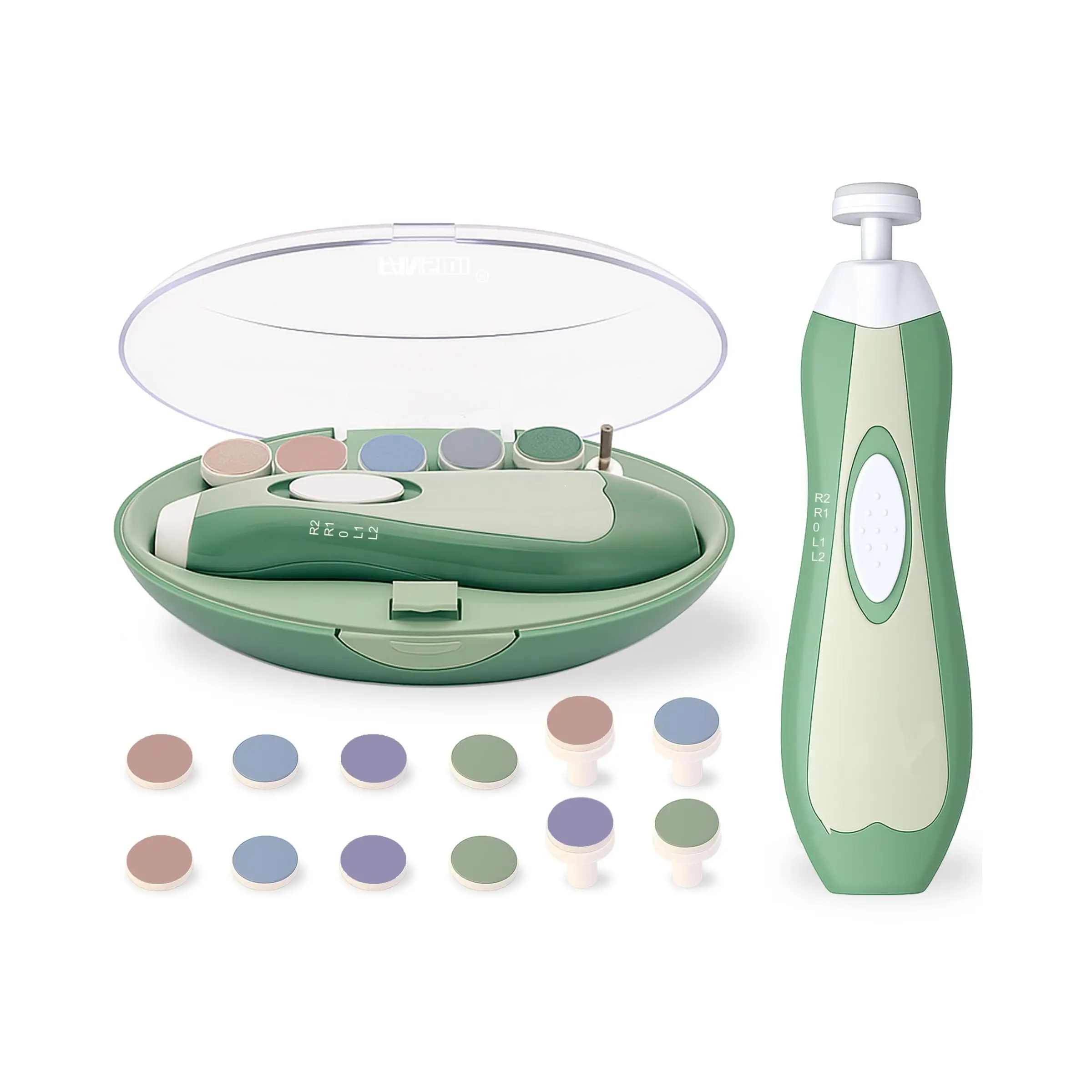 Upgraded Electronic Nail File, 4-Stage Adjustable Speed Trimmer with Soft LED Light, 18 Attachments, Ergonomic Beginner-Friendly Design, Safe for 0-12m+ Infants, Ideal Baby Registry & Shower Gift, Baby Shower, Newborn Baby